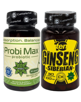 ProbiMax - 30 Caps Synbiotic (Probiotic & Prebiotic) + TEN Siberian Ginseng