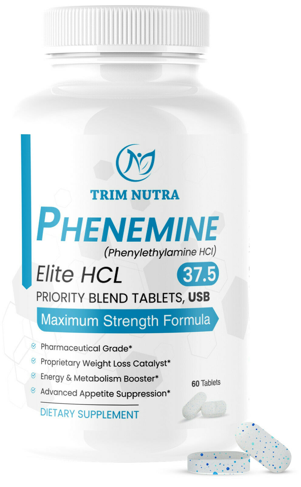 Phenemine Elite Best 37 5 P White/Blue Tabs Slimming Diet Pills That