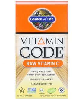 Garden of Life Vitamin Code Raw Vitamin C 60 Vegan Capsules Gluten-Free, Kosher,