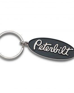 Peterbilt Motors Trucks Black Key Chain Ring Novelty Keychain Tag w/ Logo