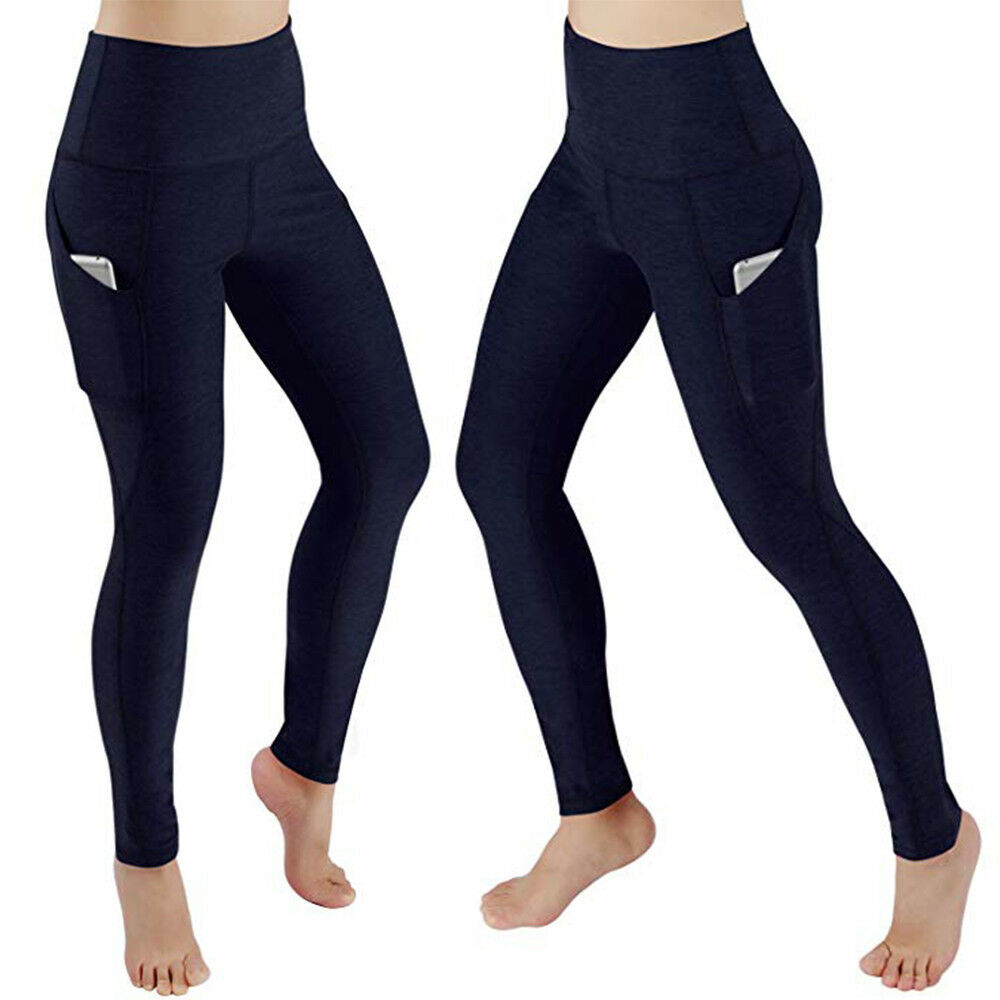 VASLANDA Women's High Waist Yoga Scrunch Leggings With Side Pockets Tummy  Control Workout Running Pants Sports Tights Gym Fitness Athletic Pants 