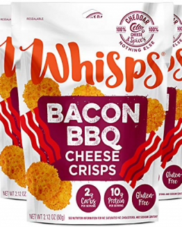 Whisps Bacon BBQ Cheese Crisps | Keto Snack, Gluten Free, Low Carb, High Protein