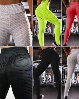 Women Ruched Push Up Leggings Yoga Pants Anti Cellulite Sport Scrunch Trousers