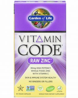 Garden of Life Vitamin Code Raw Zinc 60 Veggie Caps Gluten-Free, Kosher, No