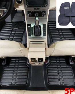 5x Car Floor Mats Front & Rear All Weather Interior Mat Carpet PU Leather Black
