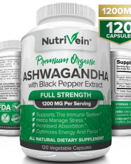 Nutrivein Organic Ashwagandha Capsules 10mg - 1 Vegan Pills - Stress Support