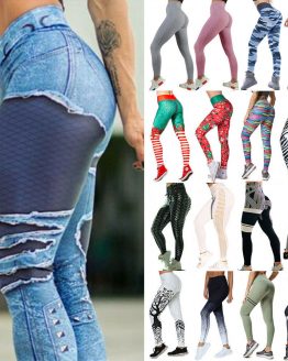 Women High Waist Yoga Pants Butt Lift Leggings Fitness Scrunch Elastic Trousers