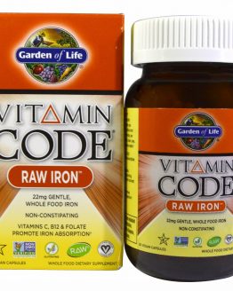 Garden of Life Vitamin Code RAW Iron 30 Vegan Caps Gluten-Free, Kosher, No