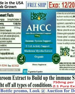 Active Hexose Correlated Compound AHCC 60 750mg Caps ORGANIC IMMUNE Made In USA