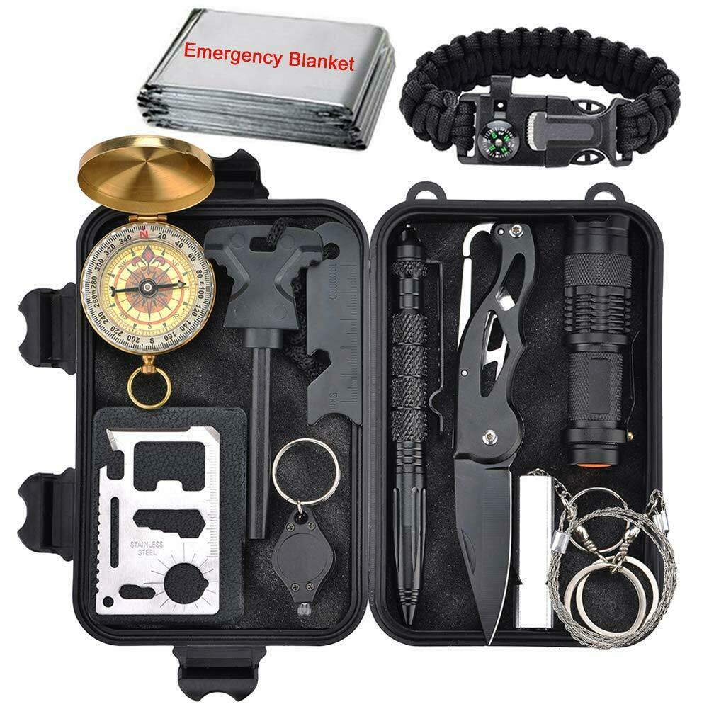 13 In 1 Camping Survival Gear Kit Military Tactical Emergency EDC Outdoor Hiking 